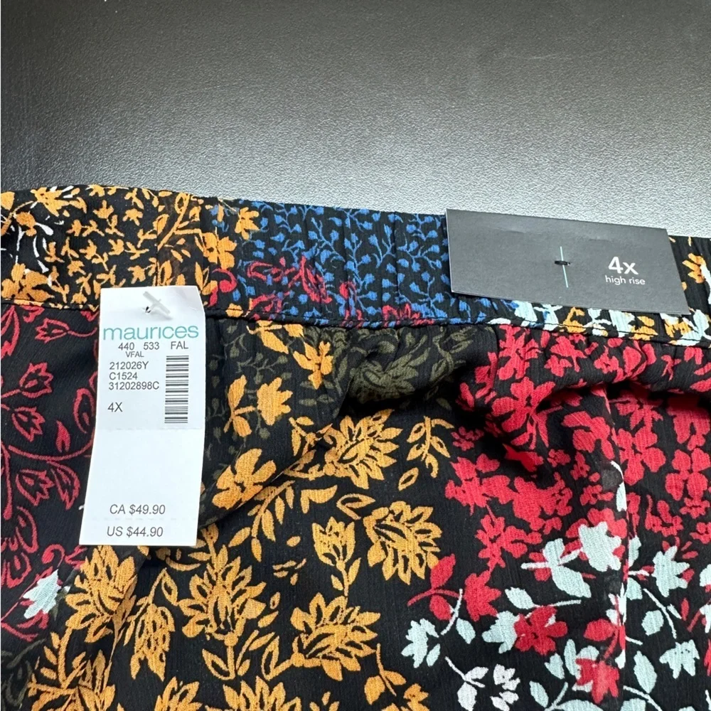 Maurices Floral Patchwork Maxi Skirt 4X Multicolor Faux Wrap Boho Western - Picture 8 of 11